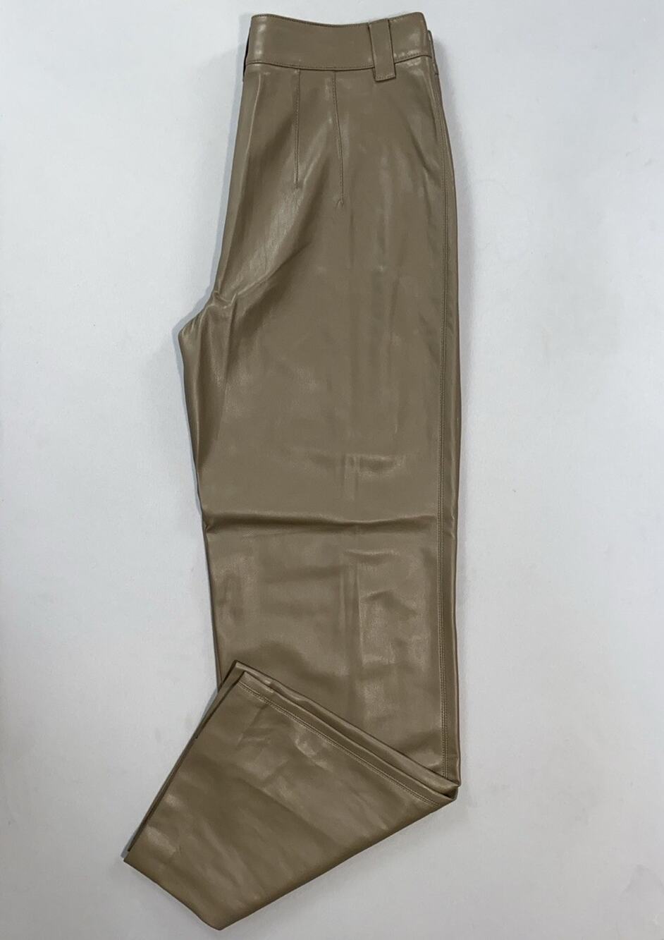 Zara The Francoise Full Length Coated Faux Leather Chino Pants. Women's L, NWT!